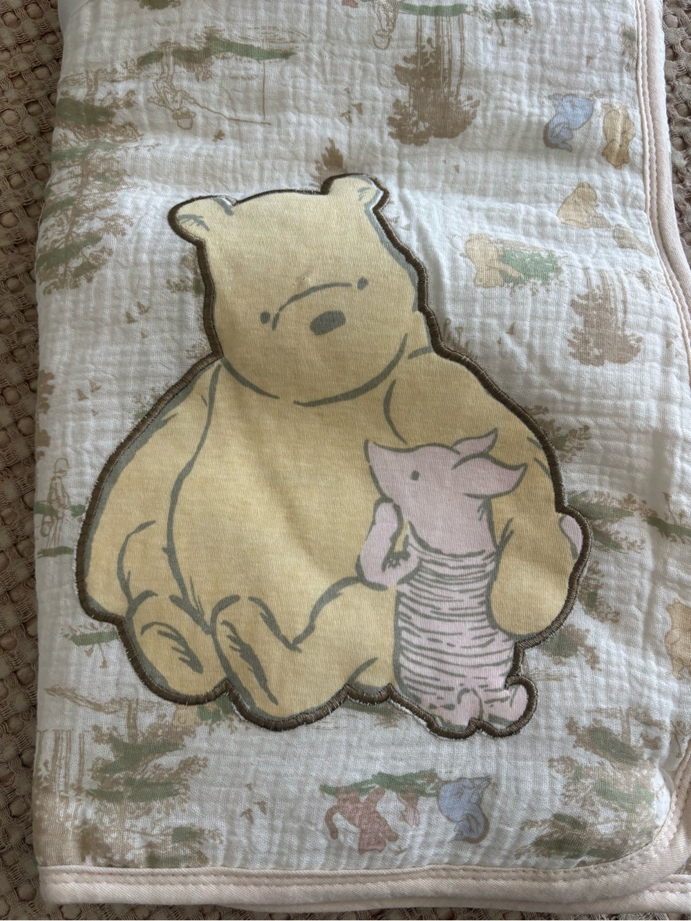 Disney Baby Organic Cotton Muslin Blanket - Cream, Tan & Green - Picture 2 of 5